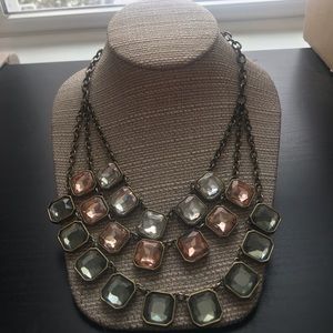Retro Glam Square Cut 3 layer necklace